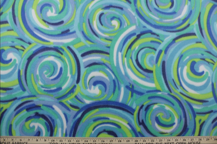 Twister Fleece Fabric in Lagoon
