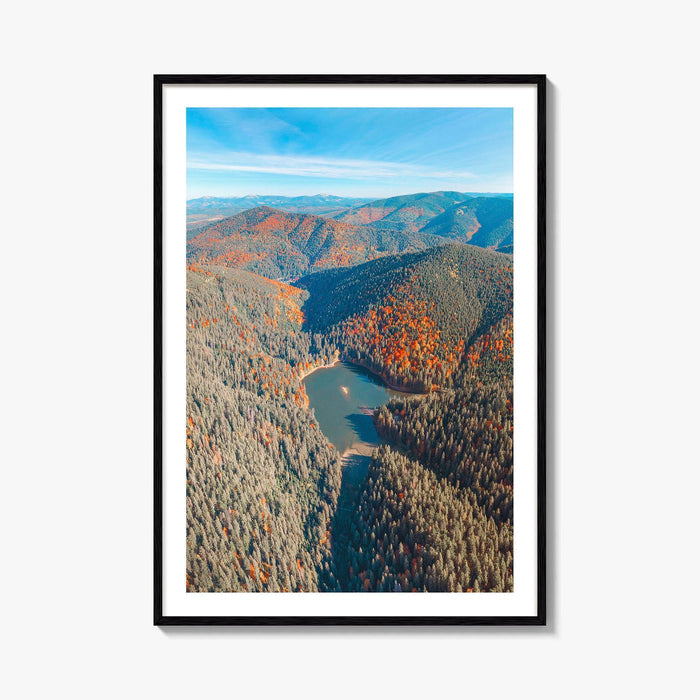 Synevyr Lake Fine Art Photo Print, Carpathian Mountains, Ukraine Wall Decor Poster, Aerial Landscape
