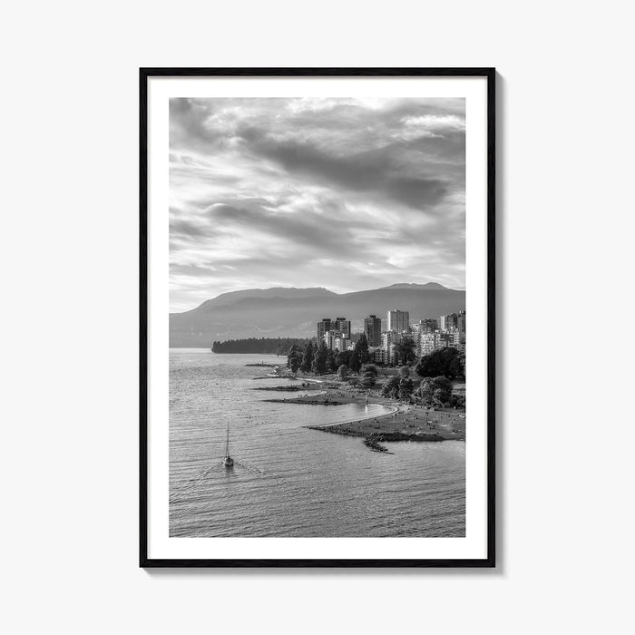 Vancouver Skyline Black and White Fine Art Photo Print, False Creek Poster, Canada Poster