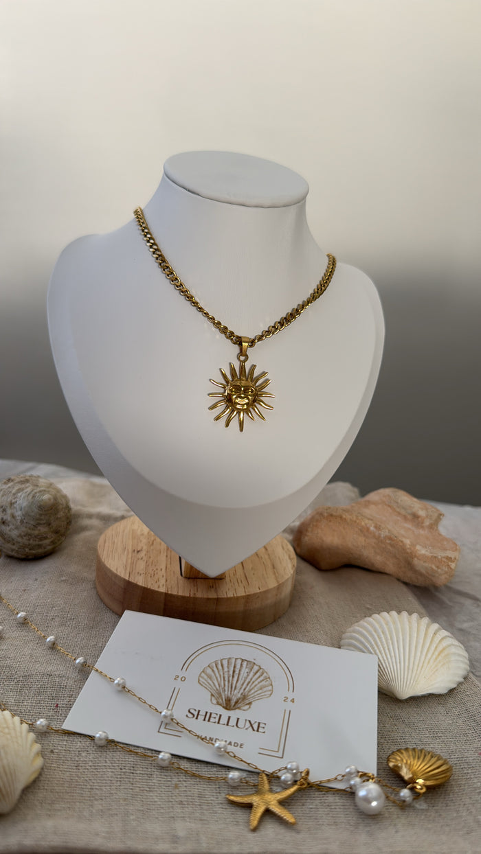 Vintage Sun Pendant Necklace