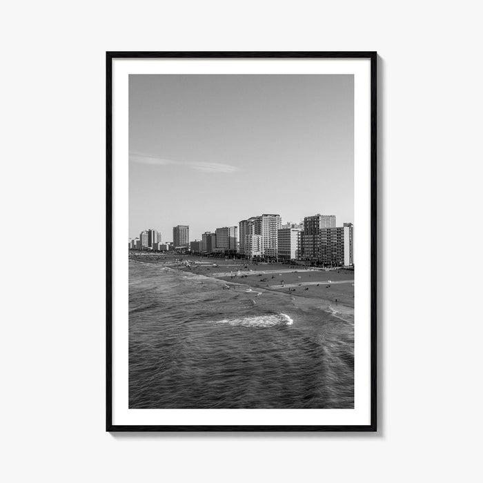 Virginia Beach Skyline Black and White Fine Art Photo Print, Oceanfront USA Wall Decor