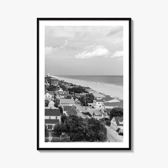 Virginia Beach Black and White Fine Art Photo Print, Aerial Oceanfront Poster, USA