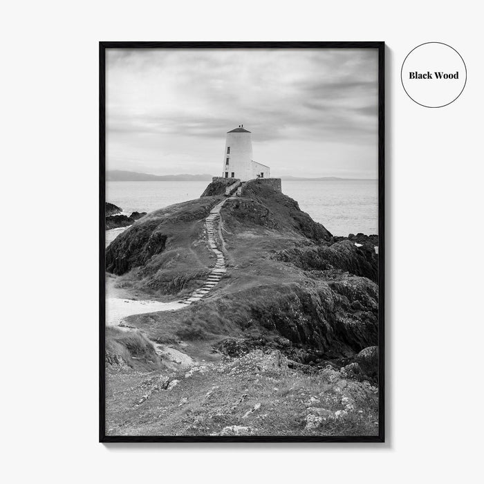 Llanddwyn Island Black and White Fine Art Photo Print, Lighthouse Anglesey Poster
