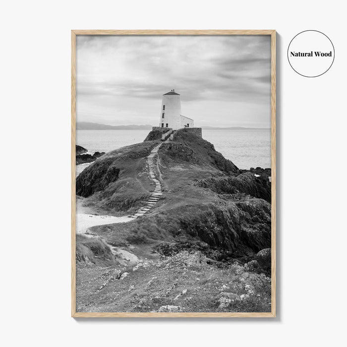 Llanddwyn Island Black and White Fine Art Photo Print, Lighthouse Anglesey Poster