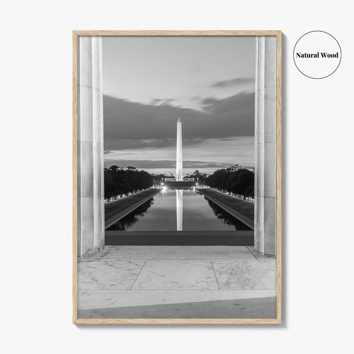 Washington DC Black and White Fine Art Photo Print, Lincoln Memorial Reflecting Pool Poster