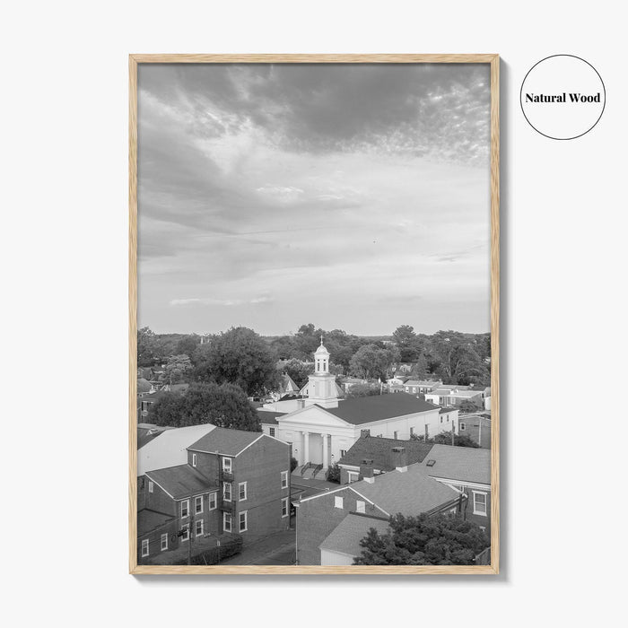 West Chester Black and White Fine Art Photo Print, Aerial Panorama, Wall Poster, USA