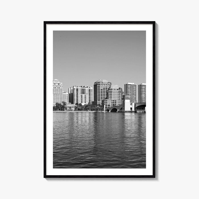 West Palm Beach Skyline Black and White Fine Art Photo Print, Florida Poster