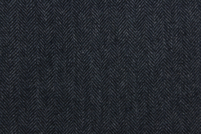 This wool features a herringbone design in blue and gray