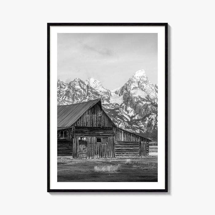 Jackson Hole Wyoming Black and White Fine Art Photo Print, Mormon Row, Moulton Barn