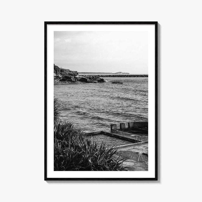 Yamba Black and White Fine Art Photo Print, Ocean Pool, NSW Australia Poster