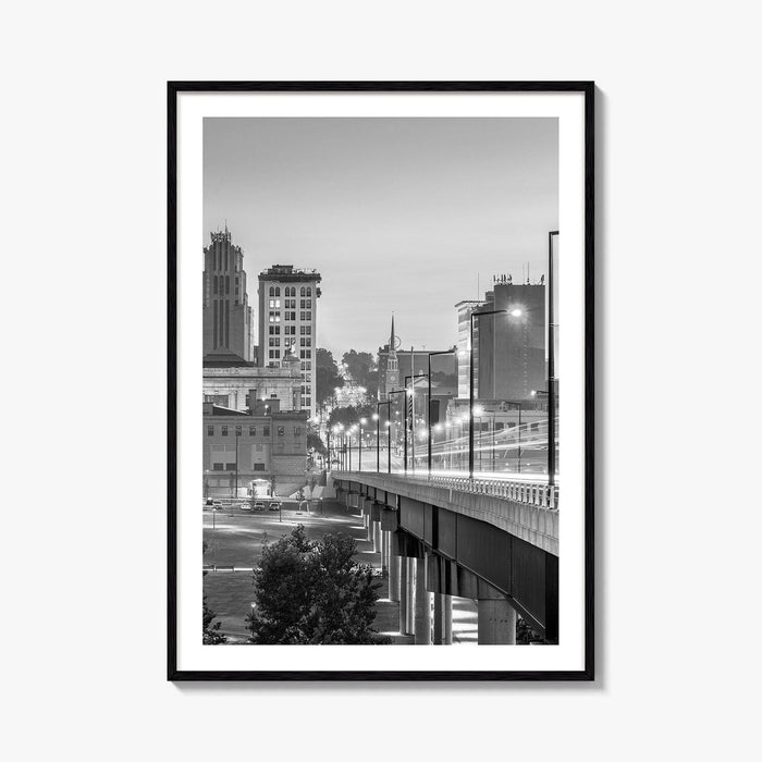 Youngstown Skyline Black and White Fine Art Photo Print, Downtown Ohio Poster