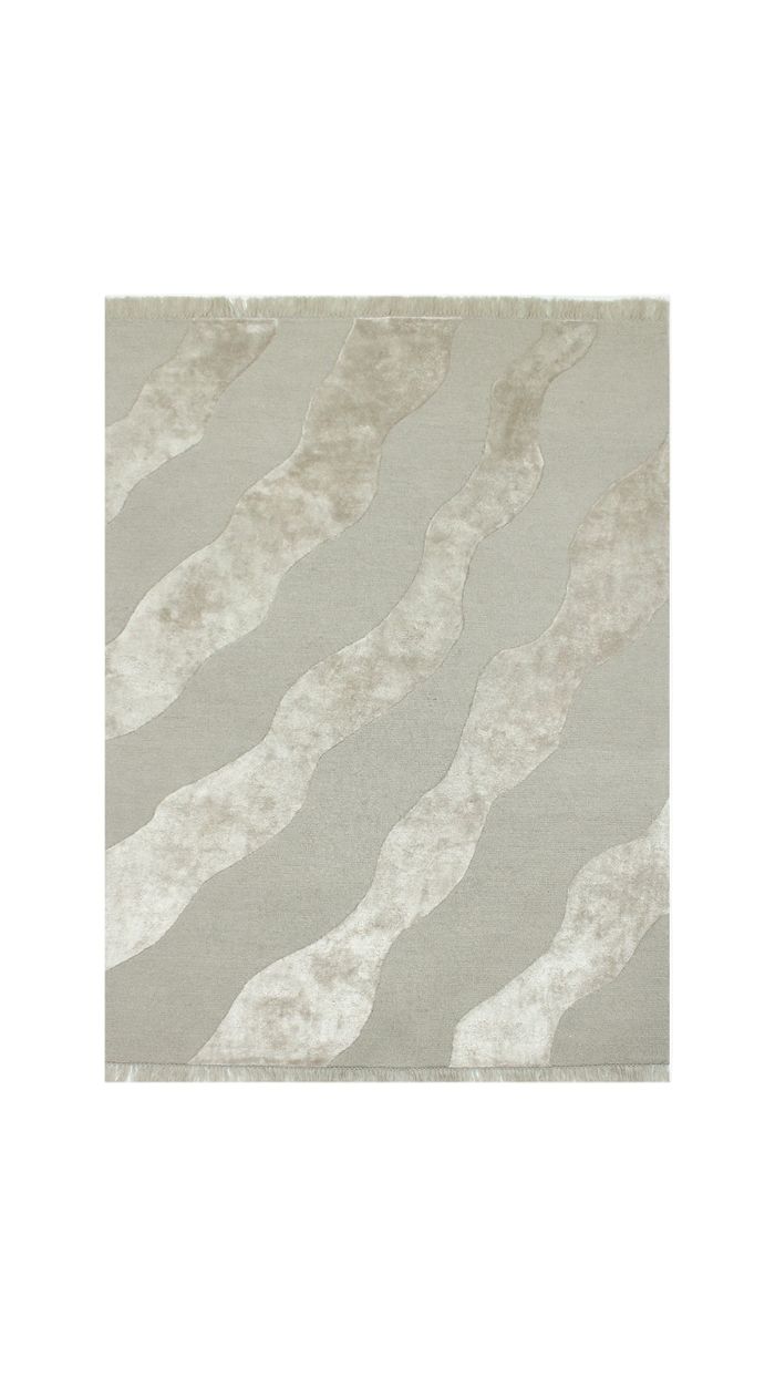 ZEA 01 Beige Wool & Viscose Rug - Hand-tufted
