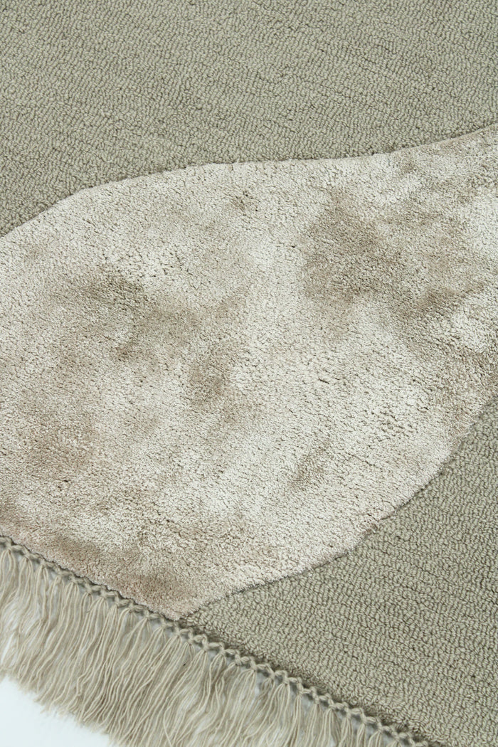 ZEA 01 Beige Wool & Viscose Rug - Hand-tufted