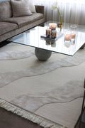 ZEA 01 Offwhite Wool & Viscose Rug - Hand-tufted