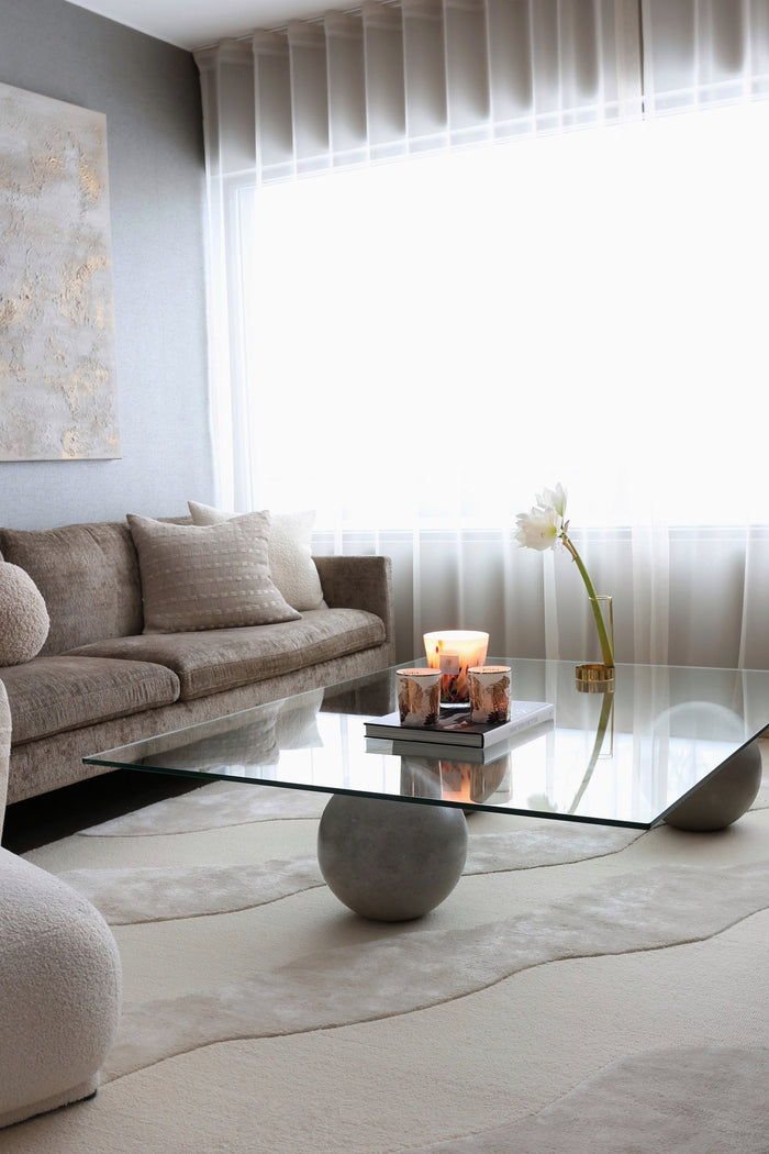 ZEA 01 Offwhite Wool & Viscose Rug - Hand-tufted