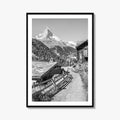 Zermatt Black and White Fine Art Photo Print, Matterhorn Swiss Alps Poster