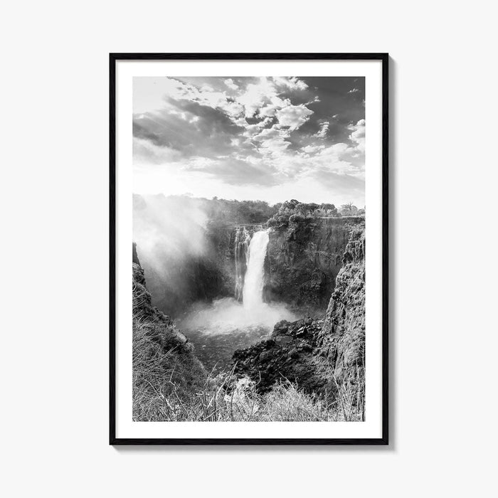 Victoria Falls Black and White Fine Art Photo Print, Zambezi River Zimbabwe Zambia Poster